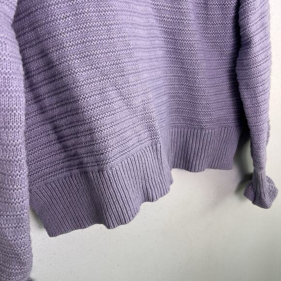Madewell Womens Sz L Lavender Purple Ruffle Neck Bell Sweater Merino Wool Knit - Picture 6 of 11